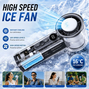 Portable Fan Handheld Small Cooling Ice Pack Fan 100-speed Adjustable Wind Speed Long-lasting Silent Outdoor Electric Fan