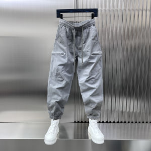 Summer Thin Outdoor Functional Mens Casual Pants Trendy Harlan Nine-Piece Drawstring Trousers Loose Fit Workwear Style