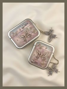 Luxury Silver Butterfly Airpods Protective Case Wireless Bluetooth 4.0 Compatible with  pro Earphones Soft TPU Shell Girl Style