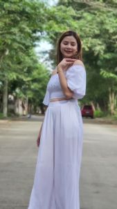 Smocking Puff Sleeves Top and Wideleg Shorts Coordinates Set