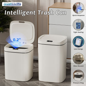 JustLiving 12/14/16L Touch Free Garbage Can Automatic Kitchen Trash Can Electronic Motion Sensor Waste Bin Mute Dustbin with Sealed Lid Wireless Sensor Smart Bin - USB Rechargeable