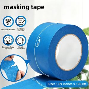 1.89-inch Wide Paint Tape Blue Masking Tape Sharp Wide Line UV Resistant Tape Versatile Loose Residue Free Easy to Remove