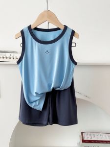 Modal Baby Boys Summer Sleepwear Vest Shorts Home Clothes Childrens Small Toddler Male Female Kids Casual Style Comfortable Fabric