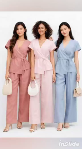 CC Elegant Women Casual Sets - New Summer 2023 Fashion Comfortable Linen Pajama Sets with Graphic Print