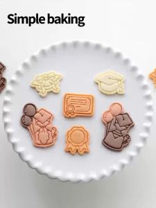 Graduation Season Cookie Cutter Doctorate Hat Diploma Medal 3D Biscuit Mold Back to School Party Decor Kitchen Baking Clay Mold