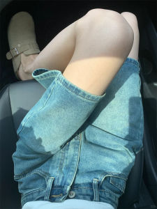 QIANCHANGNAAI | Retro High Waist Jeans Shorts A-line Slimming Five Inches