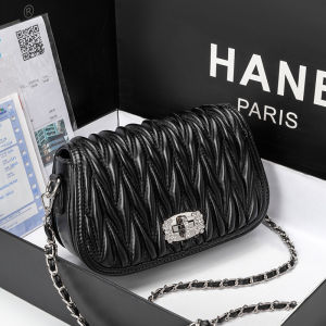 Fashionable Folded Chain Ladies Crossbody Bag 2024 New Design Soft Cowhide Leather Single Shoulder Bag Popular Trend Accessory