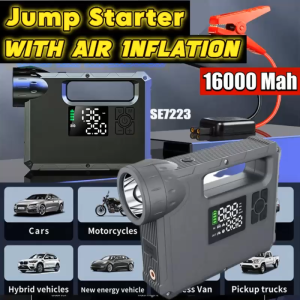 Multifunctional 5-in-1 Jump Starter Air Pump Lighting USB PowerBank 1000-2000A 16000mAh