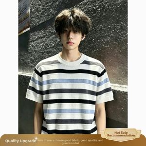 ZHUOCAN | Casual Relax Fit Striped Short Sleeve T-Shirt