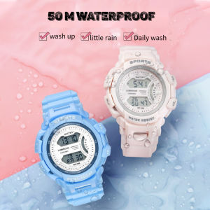 Snoopy นาฬิกาสนูปี้สำหรับเด็กผู้ชายกันน้ำสำหรับนาฬิกากีฬาสำหรับเด็กนักเรียนของเด็กผู้หญิงเรืองแสงได้ Jam Tangan Elektronik นาฬิกาแฟชั่นอเนกประสงค์