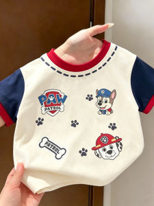 Cartoon Letter Print Cotton Short Sleeve T-shirt for Kids Summer