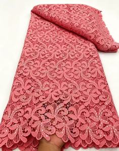 african fabric for women Nigerian Guipure Cord Lace Fabric Water Soluble High Quality for Womens Dress Wedding 5 Yards