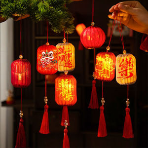 2026 New Year Small Lantern Pendant Chinese Style Festival Hanging Decoration Glowing Fabric Lantern (in stock)