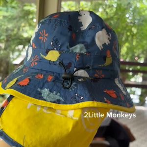 ไม่มีเสียหาย หมวกกันแดดเด็ก 1-5 ปี ปีกกว้าง/มีกันแดดหลังถอด ชิ้นได้/ผ้าร่มเย็นสบาย/ระบายอากาศได้ดี
