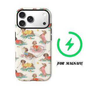 BILIBILI | Cute Dachshund Dog Print Phone Case for iPhone 18 17 16 15 14 13 12 11 Air Pro Max Plus Double-layer Cover