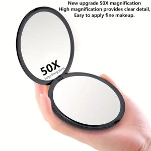 50X Portable Makeup Mirror Travel Magnifying Double-sided Folding Vanity Mirror High Definition Glass Portable Pocket Mirror