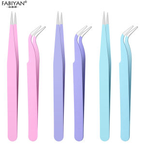2 Pcs Precision Tweezer Set Eyelash Extension Tweezers Grafting Eyelash Stainless Steel Nail Tweezers Nail art Diamond Sequin Jewelry Pick Up Tool