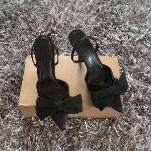 Summer Women High Heels Pumps Pointed Toe Stiletto Female Bow Sandals Party Slingbacks Luxury Heeled Shoes