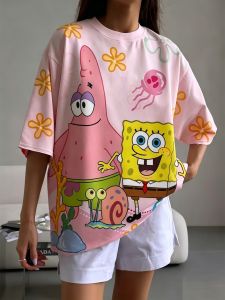 Hot Toys | Summer SpongeBob Print Kawaii Street Y2K Vintage Men Women Tee Adults Children Boy Gril Top Kids Parent Child Quick dry Tshirt