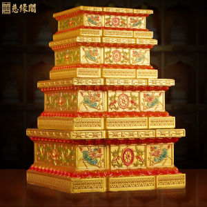 Ciyuan Pavilion Guanyin God of Wealth Buddha Statue Base Heightened For Home Worship Table Phone Holder Lotus Table Buddha Worship Buddha Shrine Ornaments