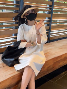 Elegant French Style Long Sleeve Loose Fit round Neck White Dress Spring Summer New Arrival Womens Fashion Casual Comfortable Dress