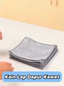 Kain Lap Dapur Bahan Kawat Bentuk Petak Serabut Halus / Cleaning Cloth Metal Wire / Spons Sikat Pencuci Kompor Piring Panci Wajan Dan Wastafel / Serbet Handuk Penggosok Buah Sayur Multifungsi / Pembersih Noda Kerak Bakteri Membandel Serbaguna - HOMIA