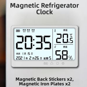 Minimalist Magnetic Digital Clock Home Multi-Function Temperature Humidity Alarm Clock Calendar Week Lunar Night Light