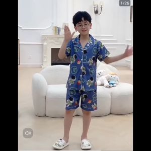 J&B 2-12 Yrs Kids Boy Pyjamas Short-Sleeved & Shorts 2-pcs Set Kids Button Sleepwear Baju Tidur Budak Lelaki男童短款有领睡衣套装