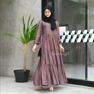 Bayleaf.id Hexa Long Sleeve Maxi Dress / Maxi Dress Polos Wanita Rayon / Dress Gamis Wanita Busui