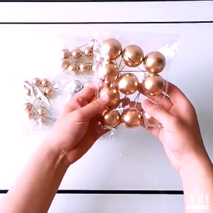 20pcs Gold/Sliver Ball Cake Topper Plug-in Ornament INS Baking Decoration Tools