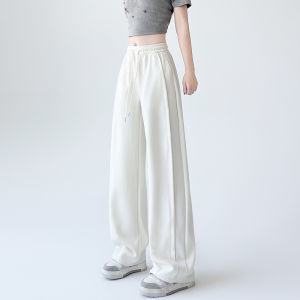 MiiOW | High Waist Casual Pants Womens Spring Autumn Loose Straight Leg Floor Length Knife Edge Pants Versatile Polyester Fiber