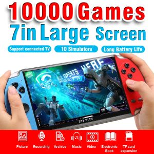 New X12 Plus 7inch Large Screen 10000 Games Min Portable Video Handheld Game Consoles Players Devices Support Connect TV