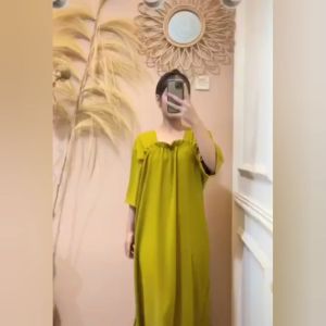 Daster Cringkle Airflow / Dress Kerut Dada Jumbo Motif Polos