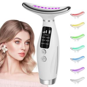 VTTO 7 Colors LED Lights Face Neck Beauty Device Vibration Massage Improve Neck Lines Home Use Face Lifting Machine 7 Modes 3 Levels