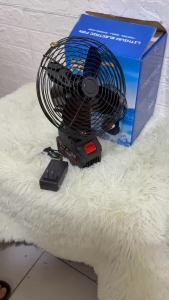 Quạt tích điện đa năng 22cm. Quạt mini trên ô tô câu cá dã ngoại.... (Cả bộ)