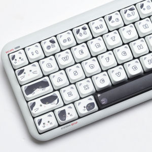 Cute Black And White Cat Shaped Keycaps High Profile Mac Heat Sublimation HI75 HI8 S99 F99 104 F87 Keyboard Accessories