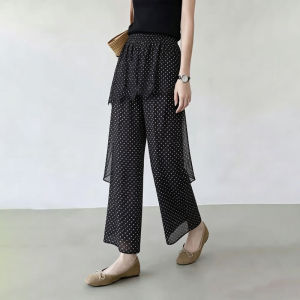 WUQINGWUCAI | Slimming High Waist Black Dot Padded Pants
