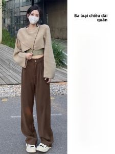 MiiOW | Quần ống rộng cạp cao cho nữ MiiOW Quần ống đứng thường ngày mùa xuân hè Quần dài đến sàn rộng rãi