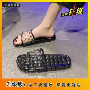 Transparent Home Fashion Slippers for Women 2024 New Summer Indoor Non-Slip Bathing Crystal Beach Slippers Soft Bottom