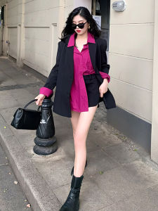 Elegant Polo Collar Suit Set Womens Fashionable Autumn Winter Two-Piece Ensemble Ladylike Commute Style for Adults