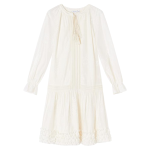 XIANGYING | Bohemian White Womens Autumn Long Sleeve Vacation A-line Mini Dress