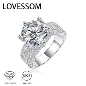 Nhẫn Cưới Bạc Kiểu Dáng Cổ Điển Đá Trung Tâm Tròn 11MM 5CT Moissanite Màu D Độ Tinh Khiết VVS1 Dành Cho Người Yêu