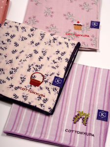 Yamamoto-hito 28cm Double-Layer Cotton Handkerchief Embroidered Japanese Style Sweat Absorbent Healing Hand Towel Portable