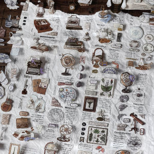 Retro Stickers Food Scenery Floral Vintage Decorative Patchwork Handmade Album Decoration Paper Crafts by Zhaoyu