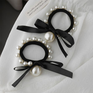 Elegant Black Hair Ties for Women Pearl Hair Band Original Design Hair Rope Accessories for Fashion and Style
