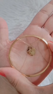 กำไลพระพิฆเนศ โอม 18K ประดับเพชร CZ เสริมโชคลาภ สแตนเลส 18K ทนทาน ไม่ลอก ไม่ดำ A3-P174