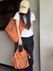 Embroidered Nylon Crossbody Tote Bag Soft Texture One-Shoulder Handbag for Women Inspired by Japan and South Korea