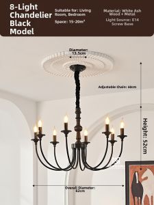 MOYU | Vintage French Living Room Chandelier Wooden