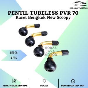 [4 Pcs] Pentil KARET PVR 70 Kuningan Tubeless  Bengkok 80 derajat