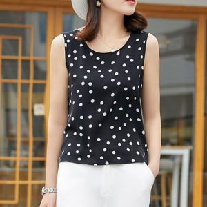 เสื้อกั๊กผ้าไหมน้ำแข็งฤดูร้อน 2025 สำหรับผู้หญิง แขนกุด คอวี ระบายอากาศได้ดี แฟชั่น กระชับสัดส่วน เสื้อผ้าทำงาน แขนกุด